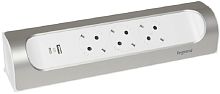 Колодка удлинителя с заземлением угловая Legrand Комфорт 3-м+2xUSB тип A+C 16А 3500Вт бело-алюминий картинка 